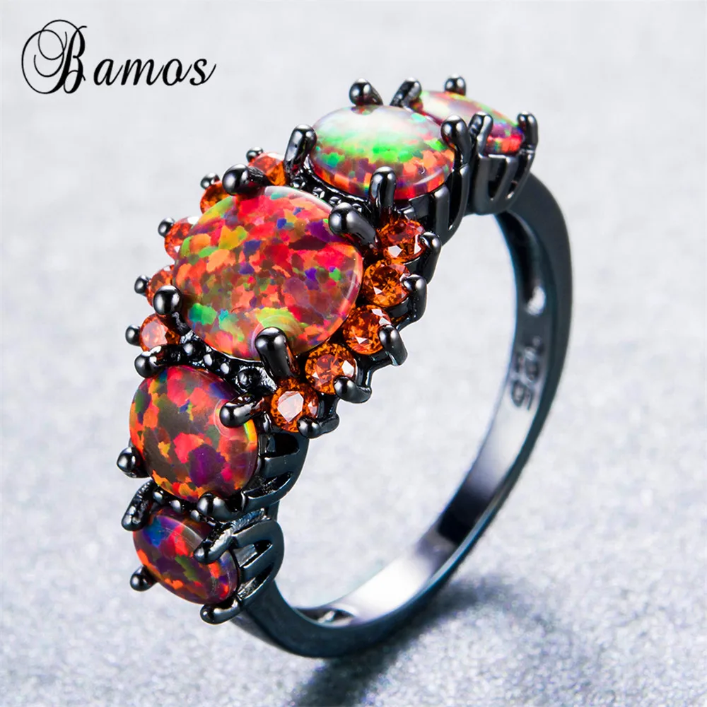 Кольцо Bamos женское модное золотое оранжевое с огненным опалом|gold filled jewelry|fire opal