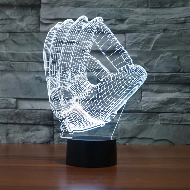 Настольные лампы Chrismas бейсбольные перчатки ночник 3D LED акриловый цветной