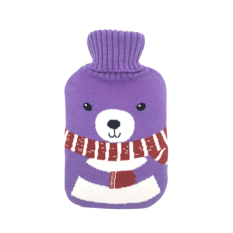 2000 мл мешок для горячей воды, бутылка с мультяшным рисунком, вязаный чехол, большой размер, тканевый чехол для дома, Рождественские узоры, контейнер для горячей воды