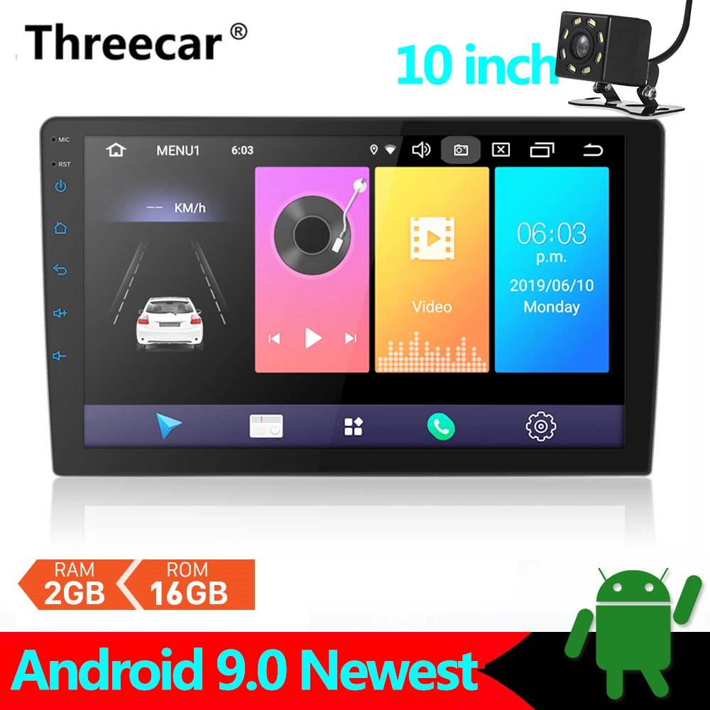 10 inch with cam 2 din автомобиль Android 9,0 ram 2G rom 16G gps навигация Bluetooth для Nissan VW Toyota WiFi multi-медиа 9 10 дюймов автомагнитолы плеер - Цвет: 10 inch with cam