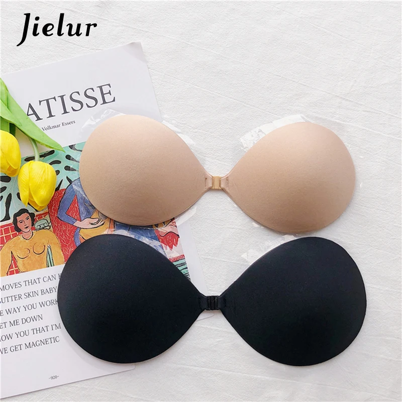 Jielur Women Self Adhesive Bra Solid Color Sexy Push Up Lingerie Top A B C Cup Fly Strapless Silicone Invisible Bralette | Женская