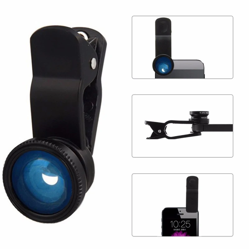 Рыбий глаз + Широкий формат Макро 3 в 1 Объективы для телефонов телефона Ip6S плюс 5S 4S