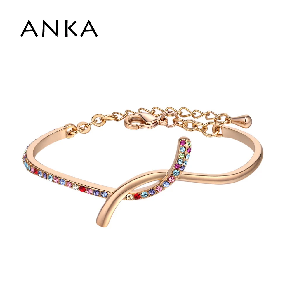 

ANKA Letter Rhinestone Bracelets & Bangles For Women Jewelry Gold Color Give Girlfriend And Mom The Best Gift #133391