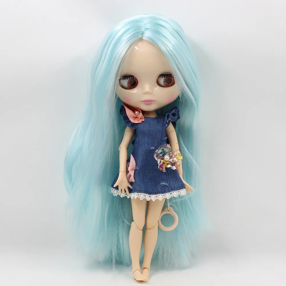 

ICY DBS Blyth doll 1/6 bjd articulated doll blue hair joint body shiny face 30cm nude doll girls gift
