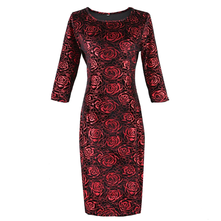 Женское платье бархат фланель элегантный Цветочный принт Винтаж установлены