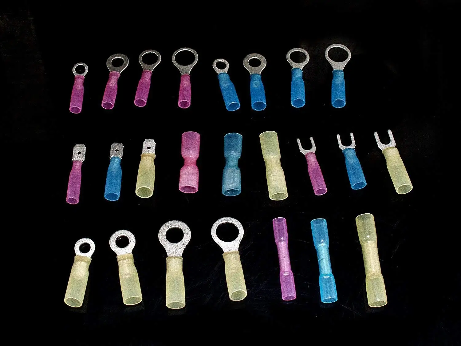 250 PCS/box Heat Shrink Wire Connector Kit Electrical Insulated Crimp Ring Butt Spade Waterproof Marine Automotive Terminals