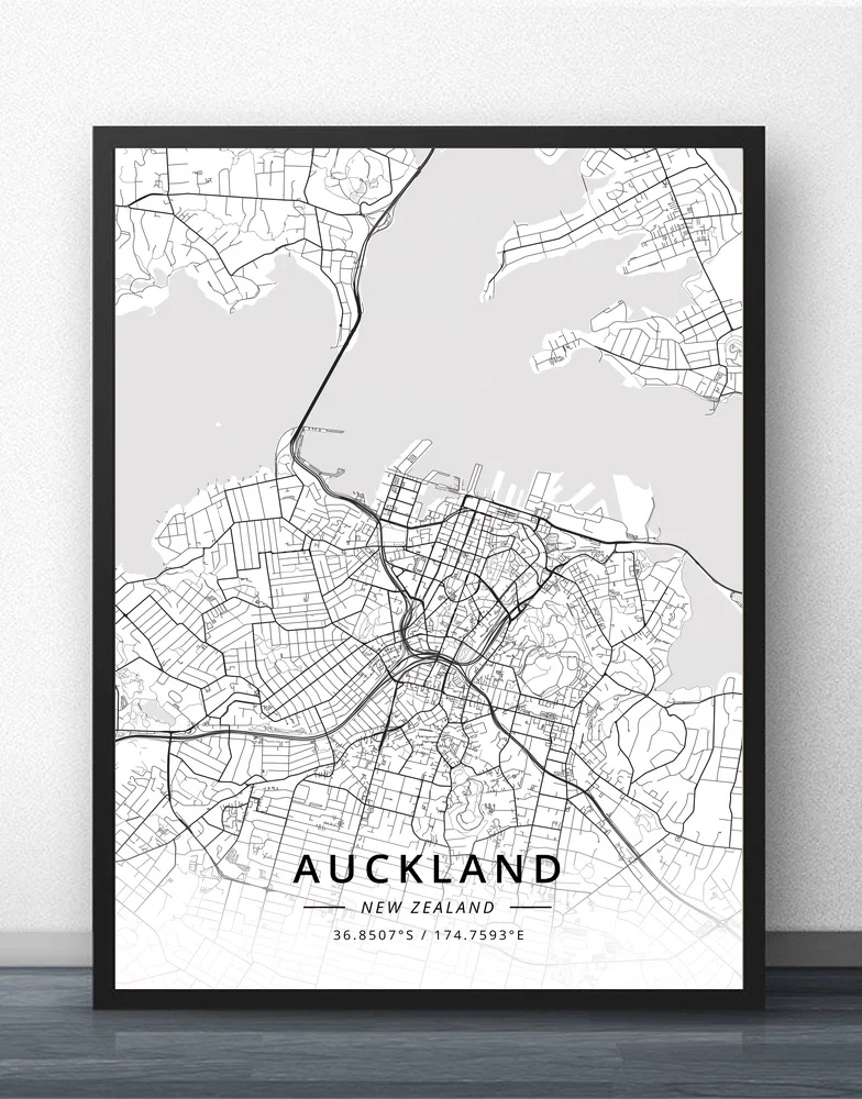 

Auckland Christchurch Queenstown Wellington Whangarei New Zealand Map Poster