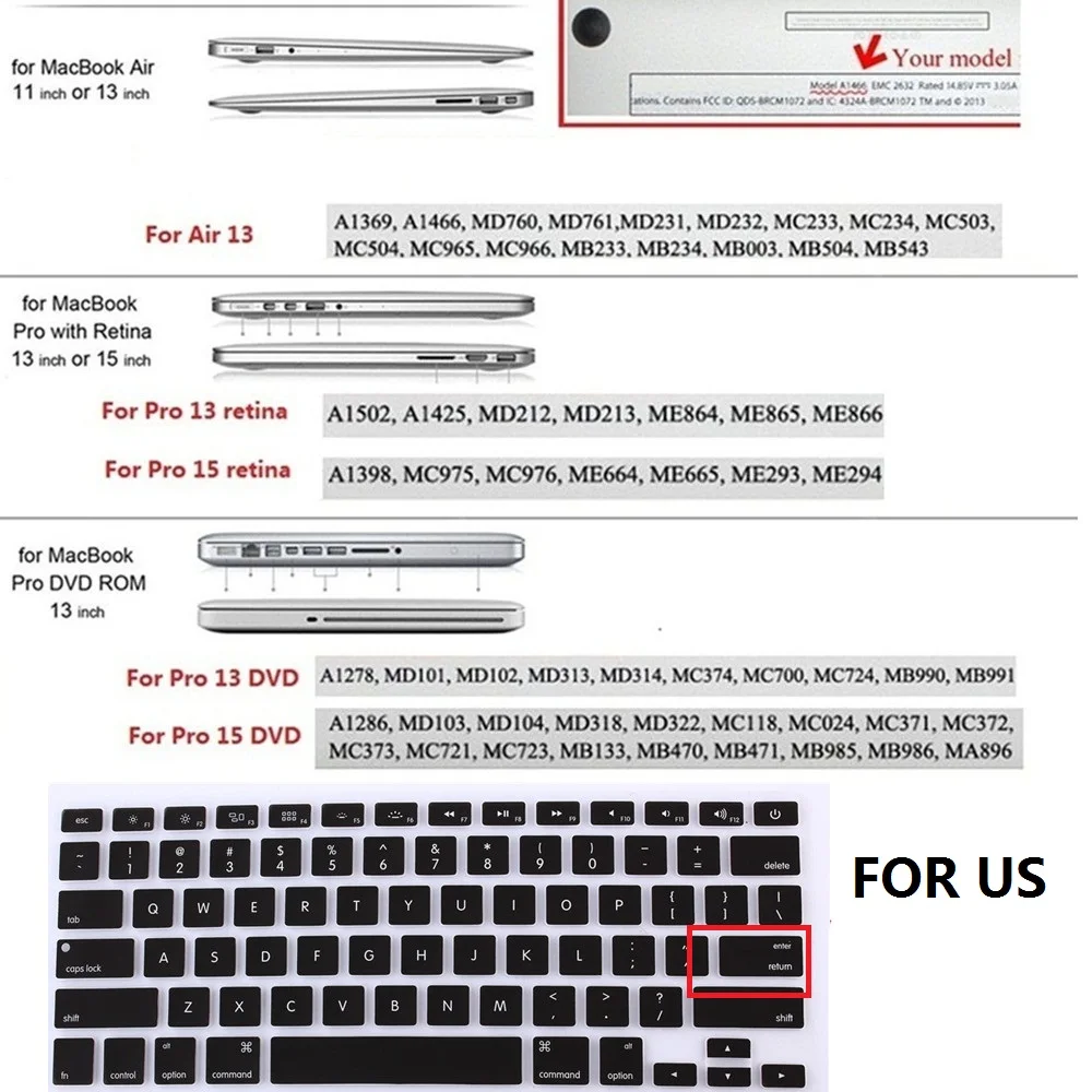 Силиконовый чехол для клавиатуры США защитный MacBook Air 13 дюймов Pro Retina 15 |
