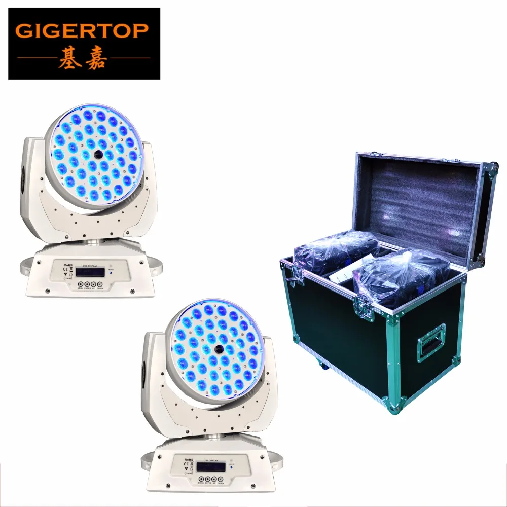 

Flight Case + 2XLOT White Case 36x10W Zoom Led Moving Head Light Adjustable 15-60 degree DMX 512 RGBW 4IN1 Power in Socket