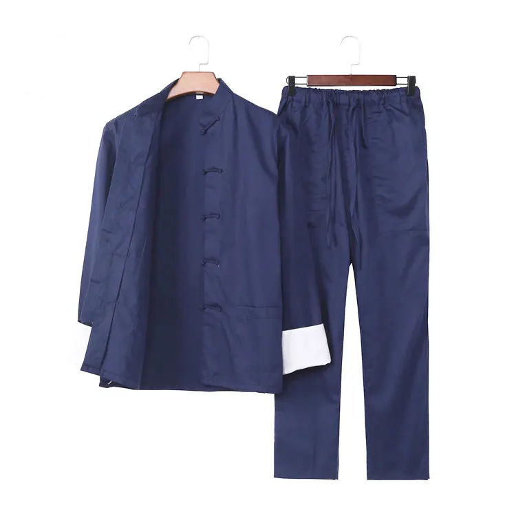 Navy Blue Umorden с длинным рукавом Брюс Ли крыло Чун Тай Чи комплект одежды китайский Тан костюм кунг-фу одежда Униформа пальто брюки для мужчин - Цвет: Navy Blue
