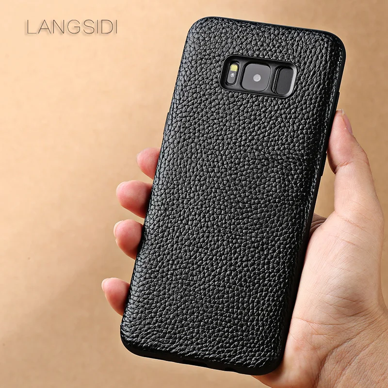 Чехол для телефона Samsung Galaxy S7 Edge S8 Plus Note 8 9, чехол с текстурой литчи, задняя крышка, для A3 A5 A7 A8 j3 j5 j7 2017.