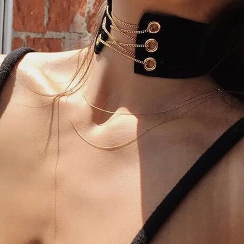 Elessical в стиле панк Гипербола колье воротник Wide Velvet Choker Цепочки и ожерелья Женщина