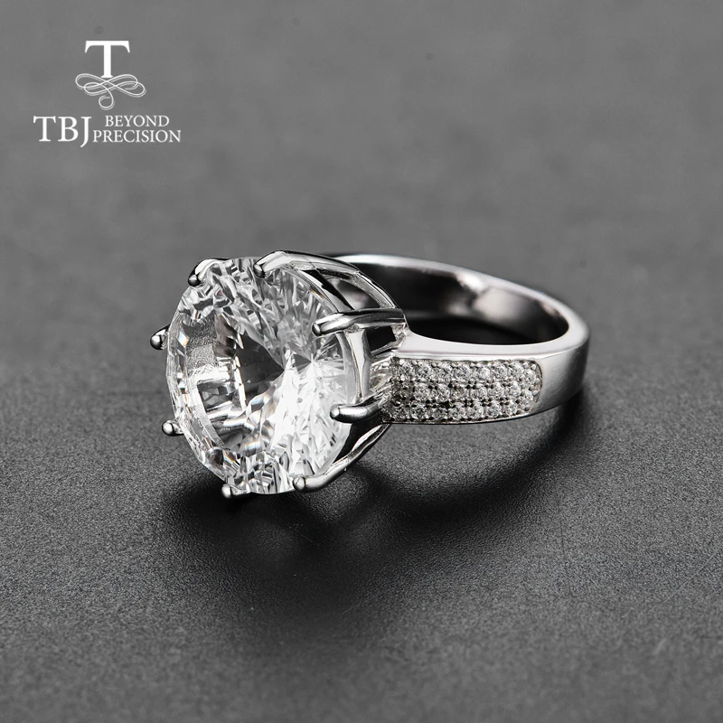 TBJ, кольца из белого кварца, большие размеры, звезда, круглый натуральный драгоценный камень, серебро 925 пробы, модный дизайн, хорошее ювелирное изделие для девочек