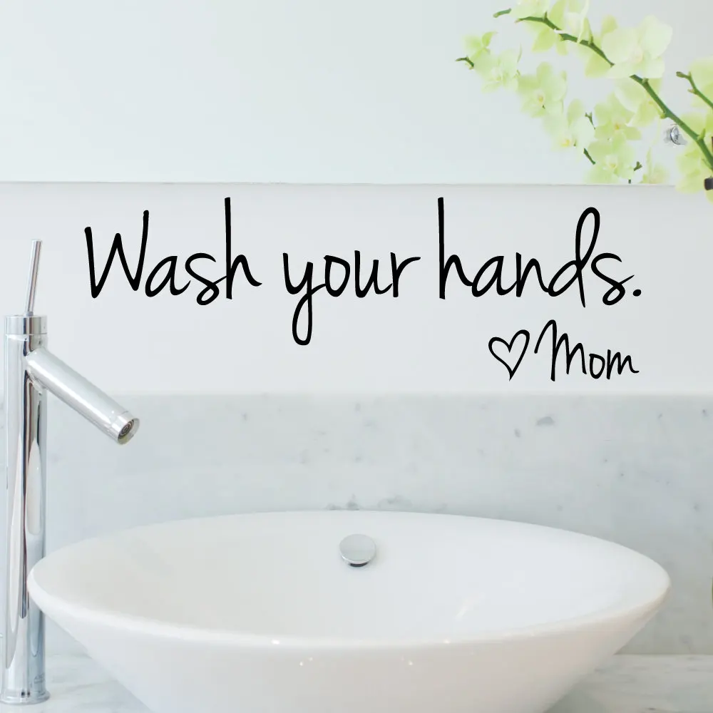 ZOOYOO Wash Your Hands Mom Wall Sticker Waterproof Removable Home Decoration Bathroom Decor | Дом и сад