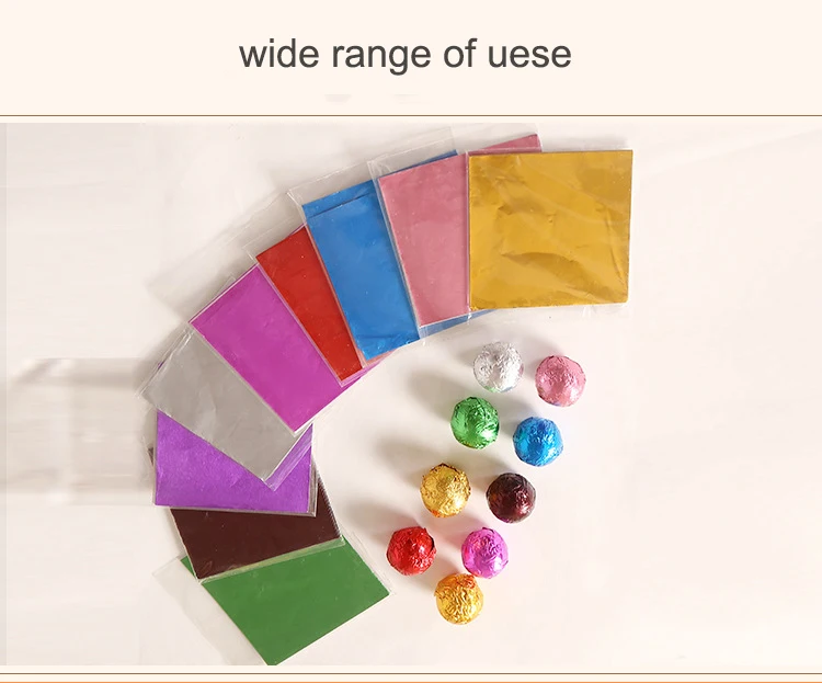 100pcs Gold Aluminium Foil Wrapper Paper Wedding Chocolate Paper Candy Wrapping Paper Sheets Wedding Party Candy Packaging