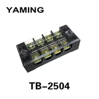 10pcslot tb 2504 dual row connection terminal block strip 4p 600v 25a connector plate electric 4 positions with cover