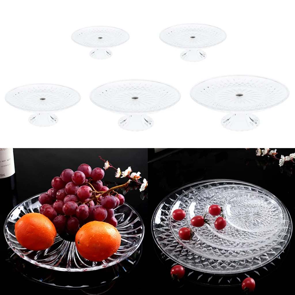 Круглые прозрачные тарелки поднос для сервировки еды с основанием пластик|Чаши| |