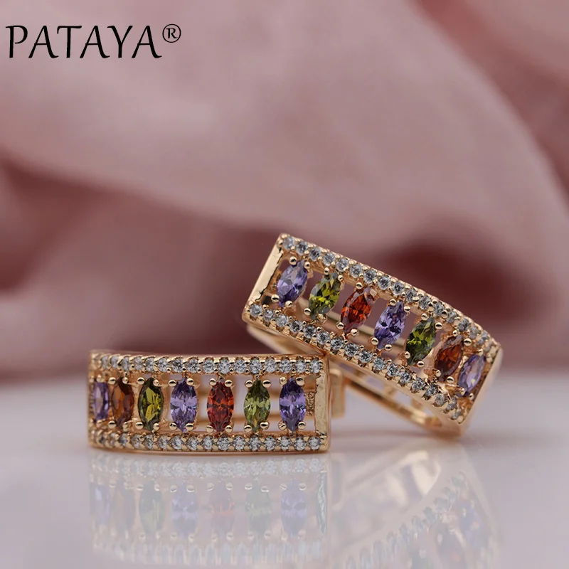 PATAYA, новинка, микро воск, инкрустированный, многоцветный, конский глаз, натуральный циркон, длинные висячие серьги, для женщин, для свадьбы, вечеринки, полые, модные ювелирные изделия