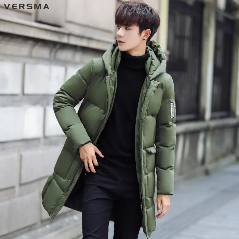 VERSMA 2017 Youth Army Green Warm Winter Long Jacket Coat Men Parka Latest Mens Youth Winter Long Jackets Coats Men Parkas 5XL