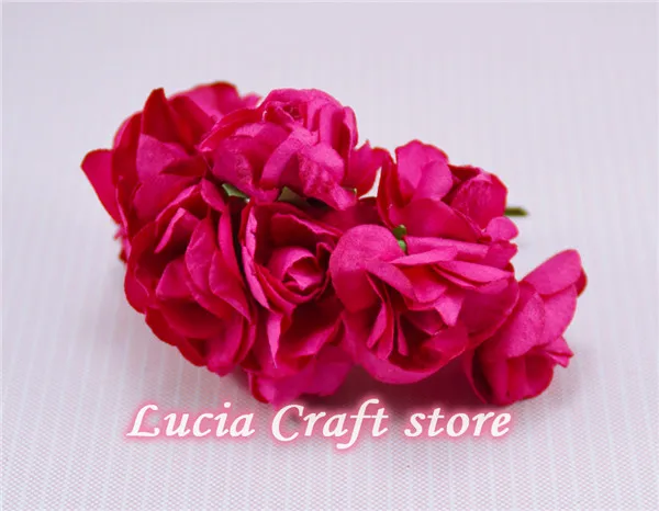 C15 Rose Red 36pcs Lucia ремесла тутового бумажный цветок роза букет/проволочный стебель свадебный цветок A0202 - Цвет: C15 Rose Red 36pcs