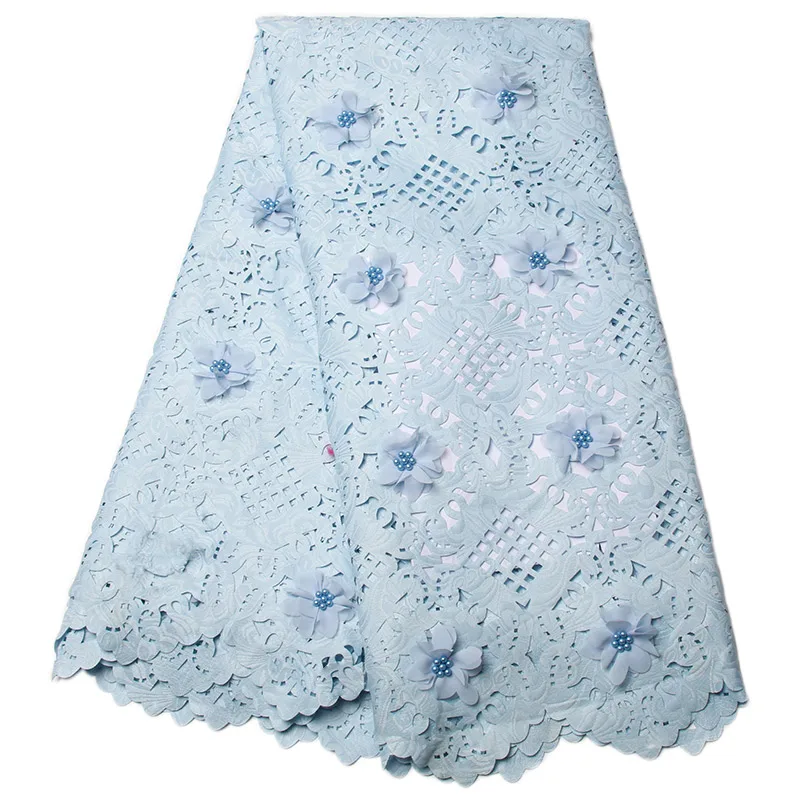 Африканский Кружево ткани/вышитый тюль ткани с 3D аппликацией зеленый и розовый