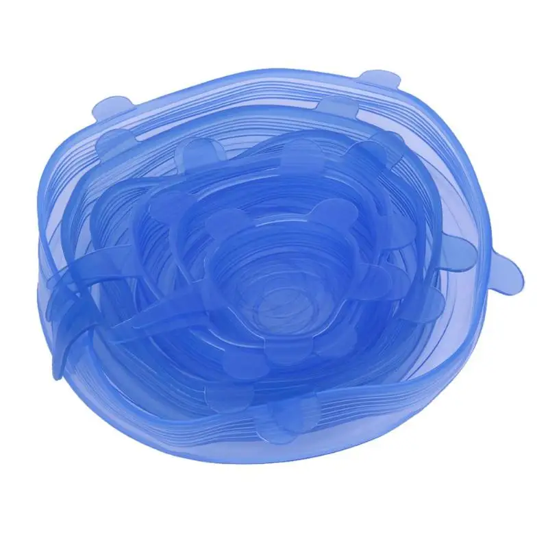 6 шт./компл. Универсальный крышки растягивающиеся из силикона Vacuum Seal крышка всасывания уплотнитель чаша горшок силиконовый чехол кухонная посуда аксессуары