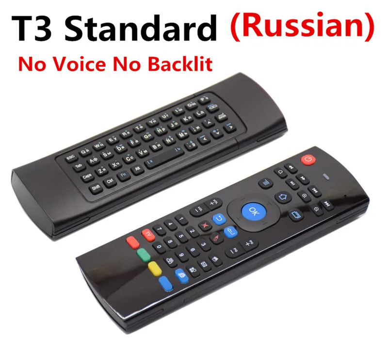 T3 Russian T3 MX3 Fly Air mouse беспроводная мини клавиатура с микрофоном пульт дистанционного управления T3M для Android tv Box медиаплеер русская клавиатура опция - Цвет: T3 Russian