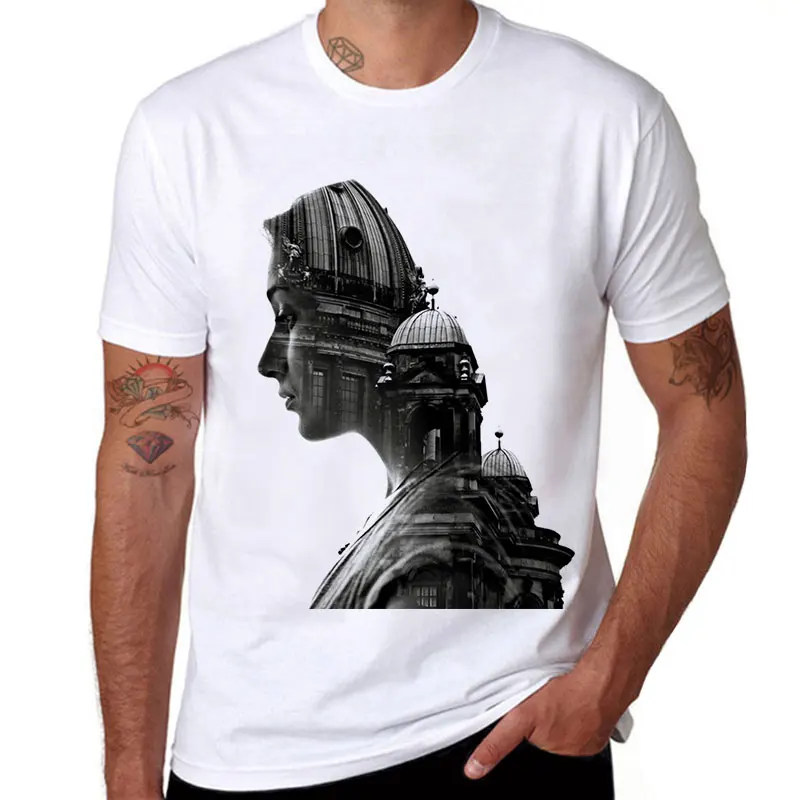 

2019 Newest Men's Funny T-Shirt building Pattern Cotton Men's T-Shirt Tops Printed Soft Short Sleeve create Your Own Tee Shirt