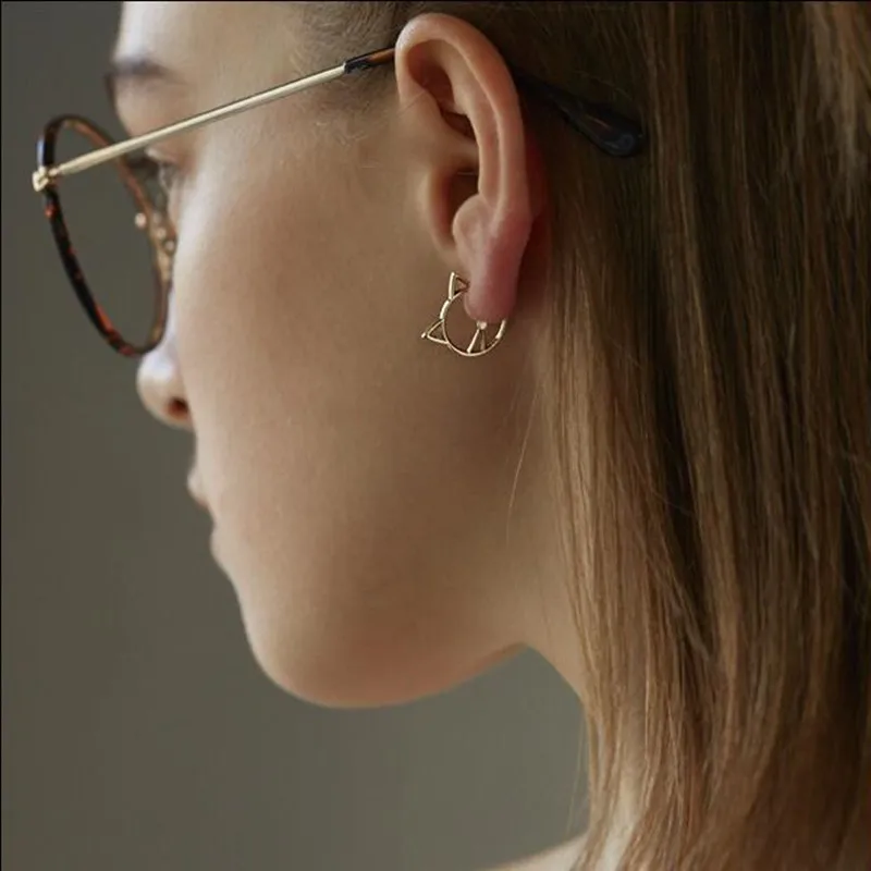 Timlee E146 милые Полые серьги гвоздики из сплава с котом модные ювелирные