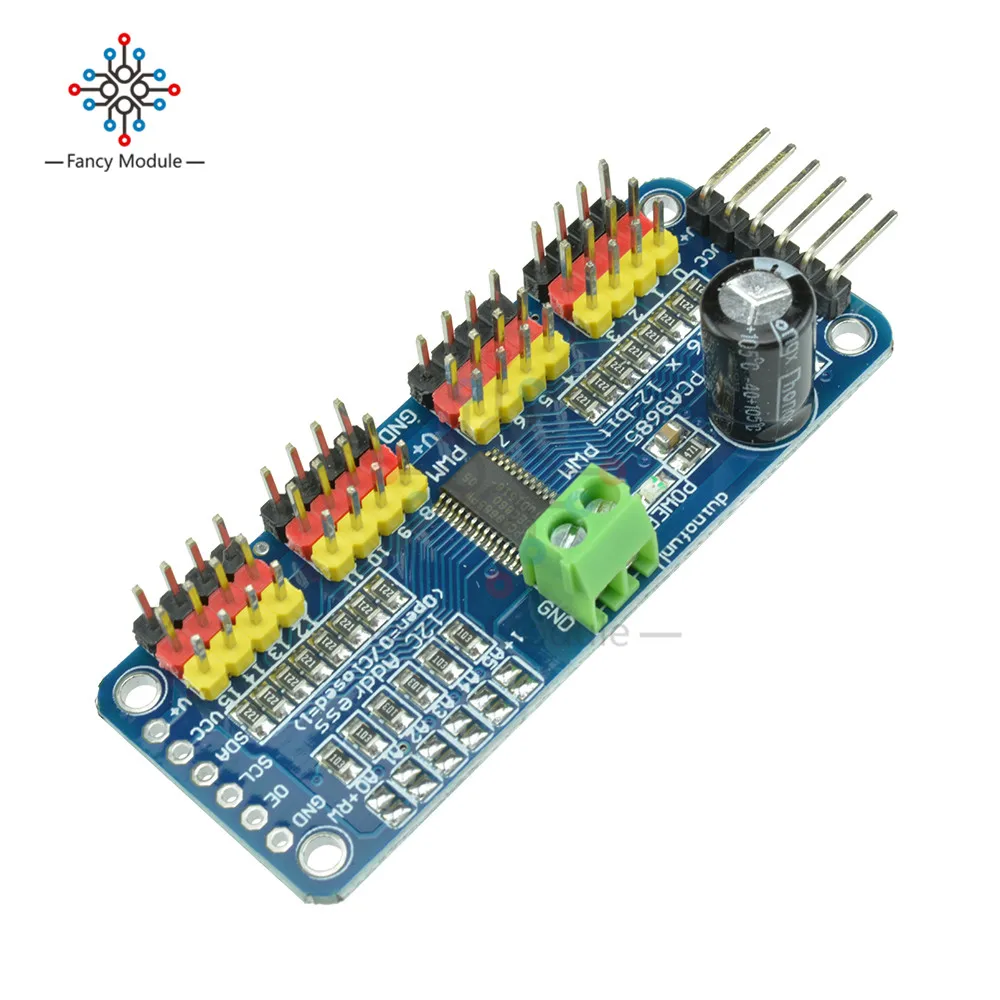 Модуль сервопривода I2C PCA9685 для Arduino Raspberry Pi 12-битный ШИМ-робот с сервоэкраном 5-10 В