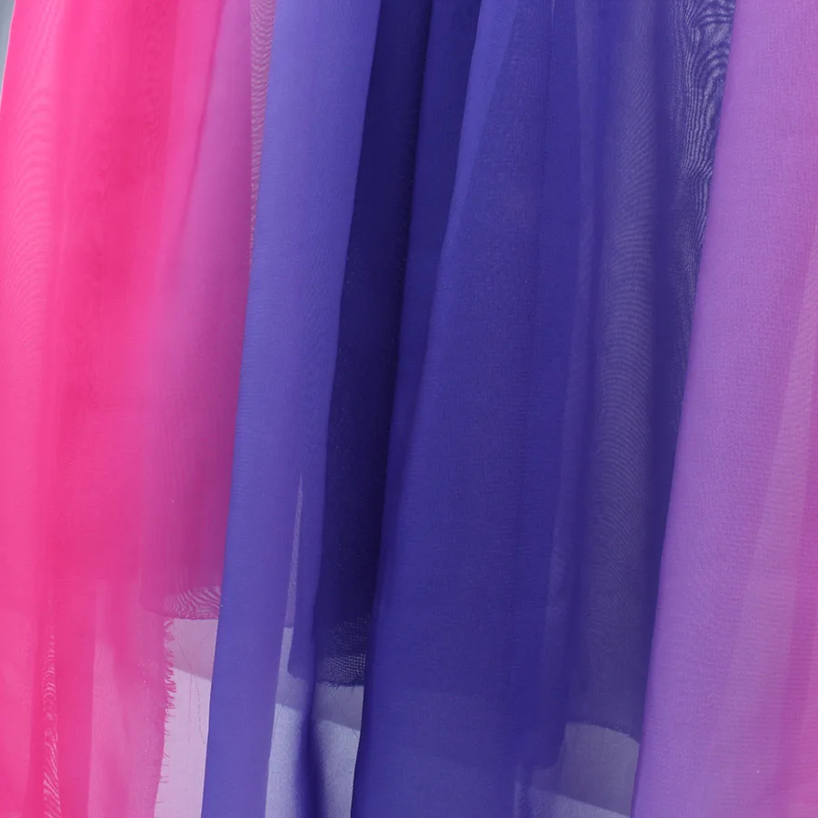 Двухцветная градиентная шифоновая ткань 100D прозрачная с затемненным цветом