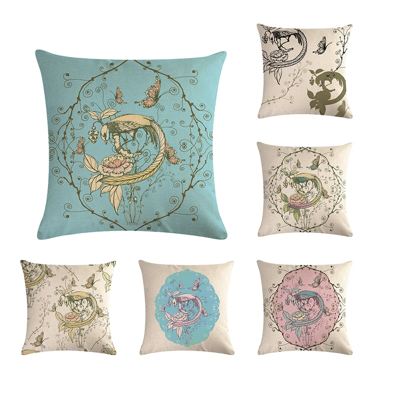 

Vintage Birds Flowers Pillow CaseThrow Pillow Covers Bird Girl Cushion Cover for Home Car Decorations Pillowcase ZY821