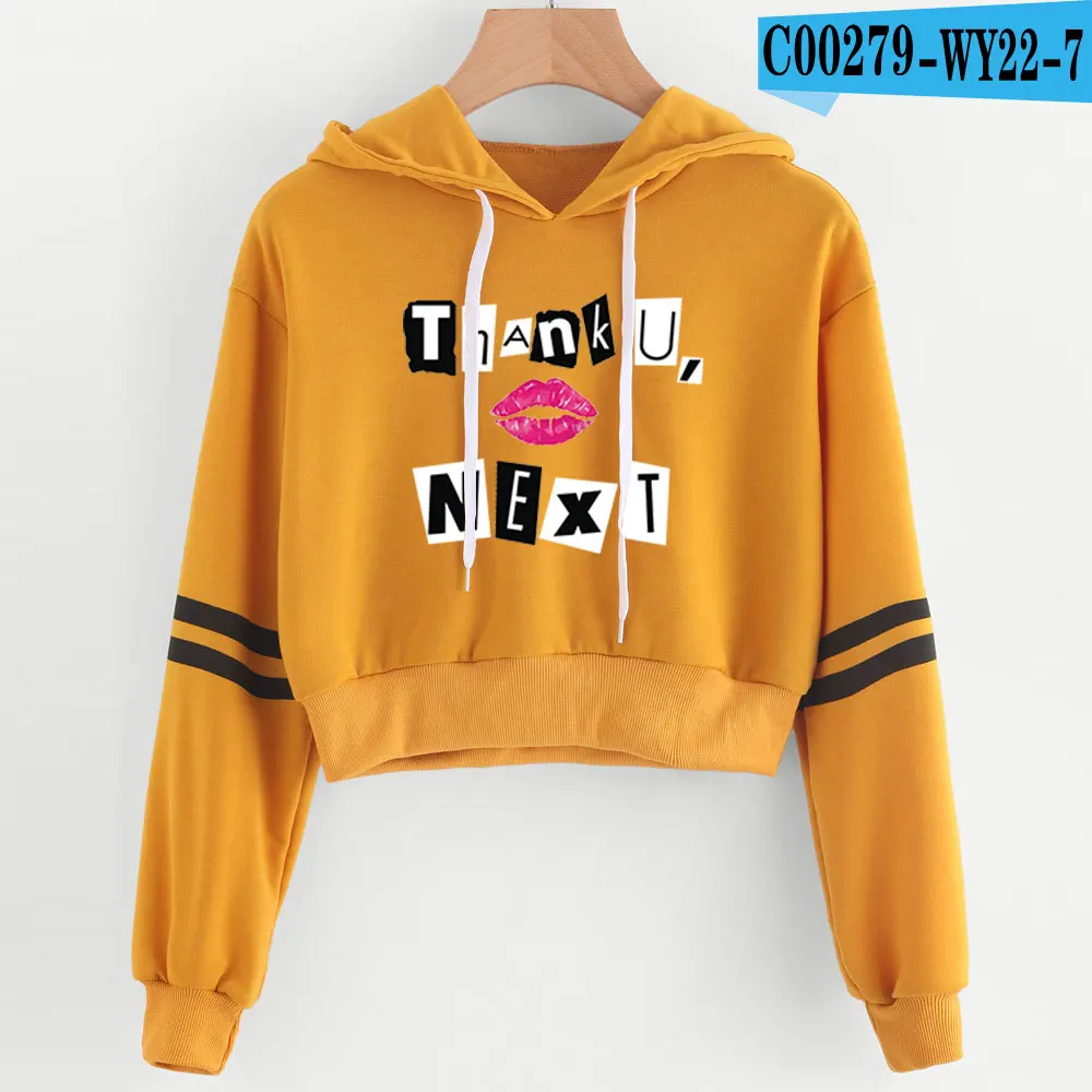 yellow Ariana Grande Album Толстовки корейский укороченный Топ Толстовка Женская Harajuku розовая укороченная толстовка женская кавайная одежда хип-хоп - Цвет: yellow