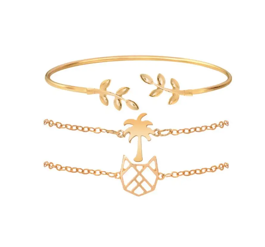 4 шт./компл. набор золотых браслетов pulseras с круглыми цепочками в богемном стиле