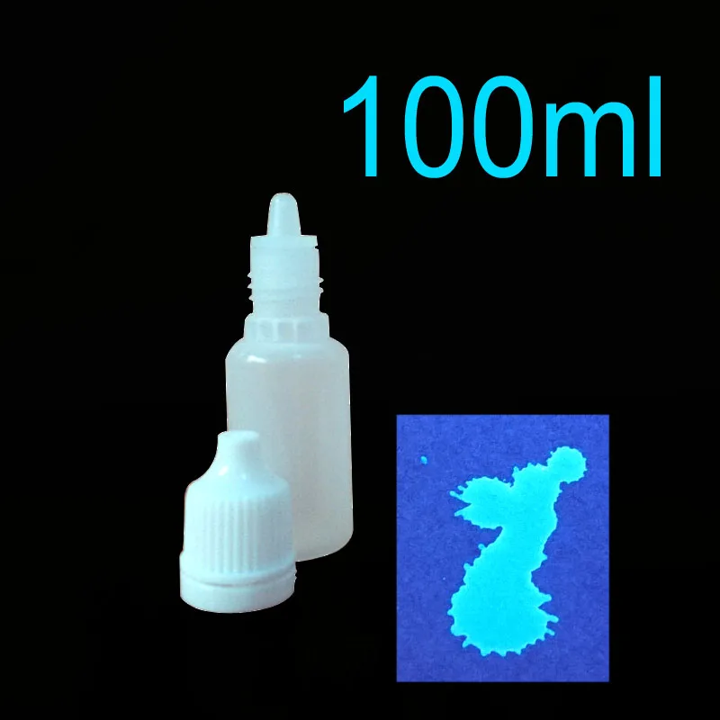 100ml UV React Blue Прозрачный УФ-реактивный черный светильник, невидимый под Дневной светильник, но светящийся под УФ-светильник, чернила для кожи, бумаги и т. Д - Цвет: 100ml UV React Blue