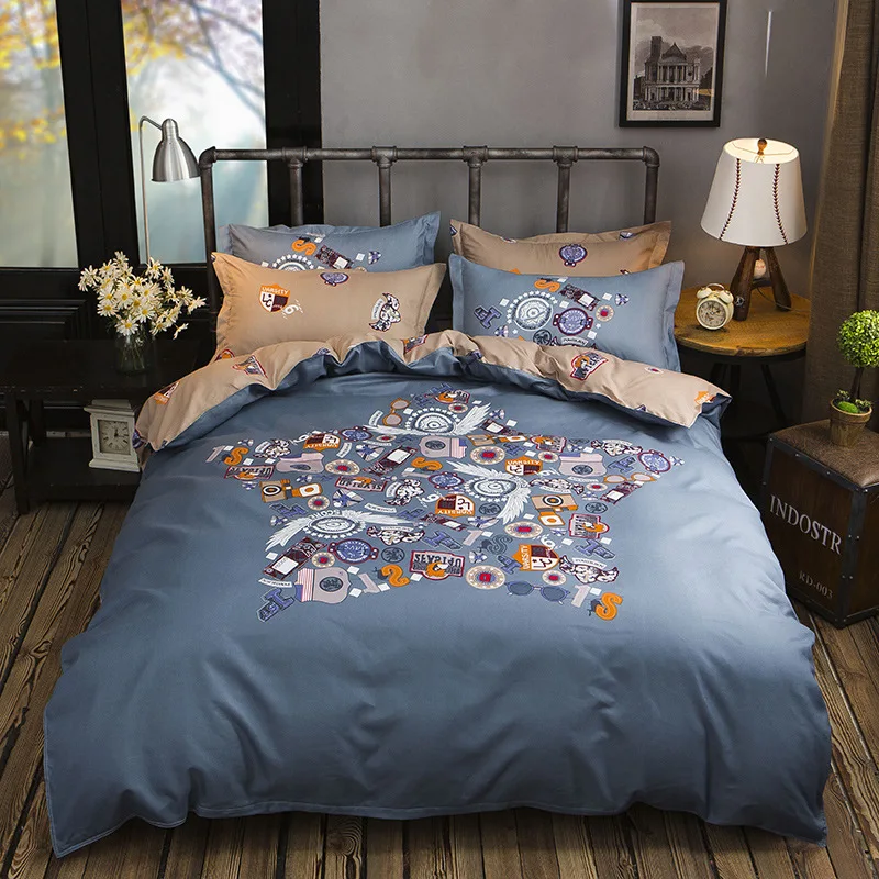 Комплект постельного белья из 4 предметов пододеяльник наволочка простыня