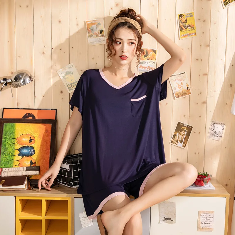 4xl-5xl размера плюс одежда для сна для женщин Пижама короткая спальная одежда пижамный комплект для женщин 1072