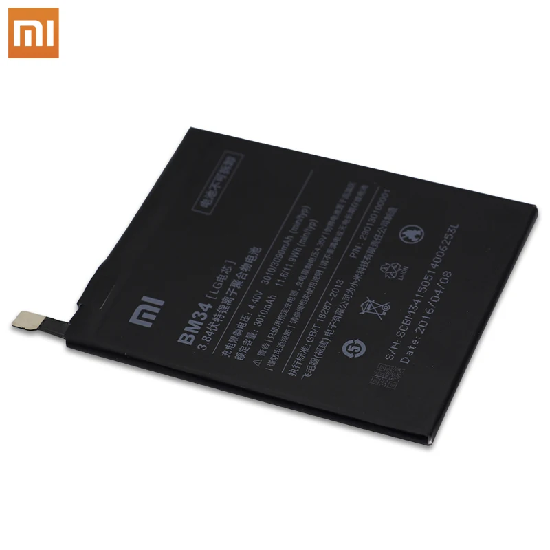 Аккумулятор Xiao mi BM34 для Xiaomi mi Note Pro, 4 Гб ОЗУ, 3010 мА/ч, запасная батарея большой емкости, бесплатные инструменты, розничная посылка