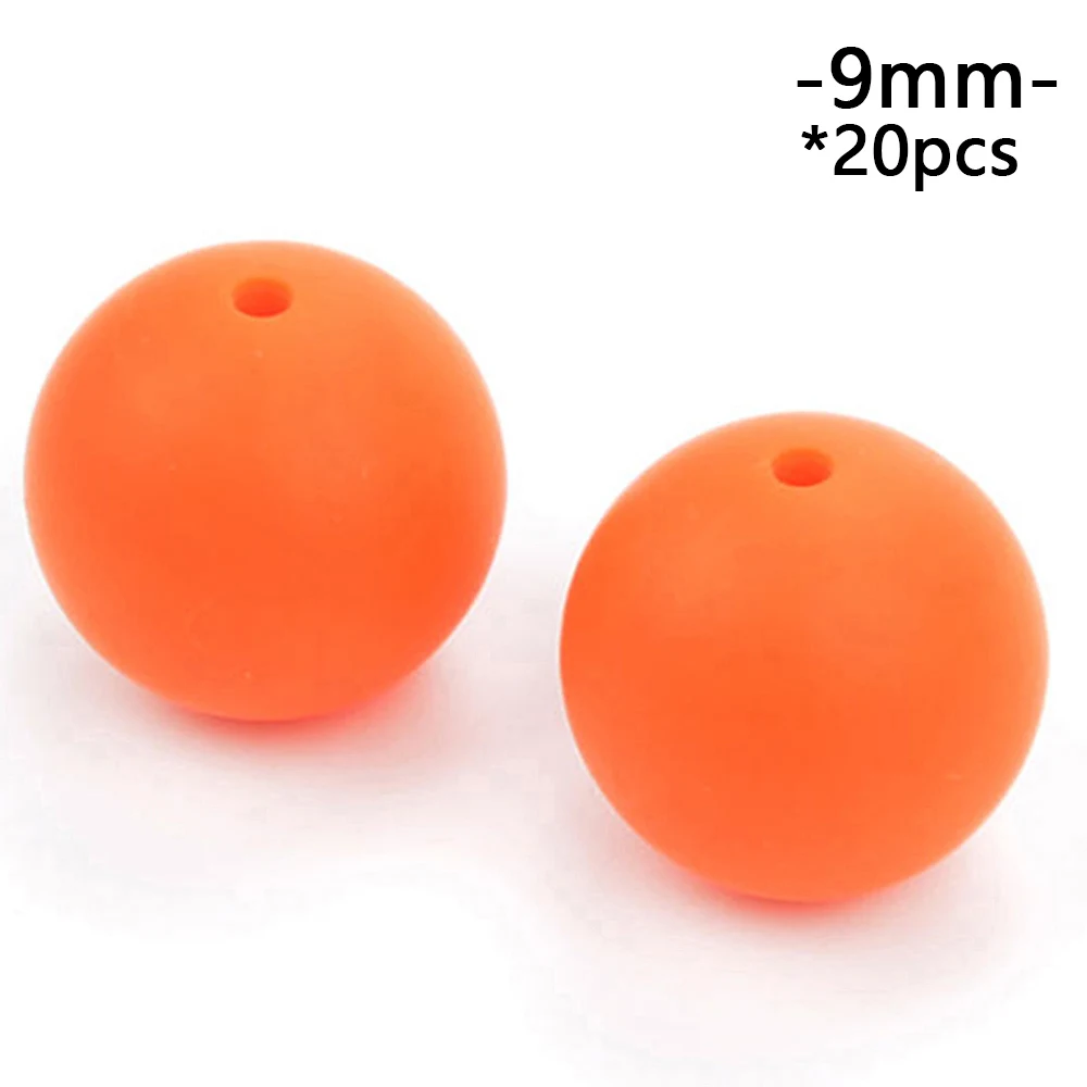 orange LOFCA 9 мм 20 шт./лот Силиконовые бусы для прорезывания зубов DIY Ювелирные изделия Игрушки для малышей пищевой прорезыватель BPA бесплатно жевательные красочные прорезыватели - Цвет: orange