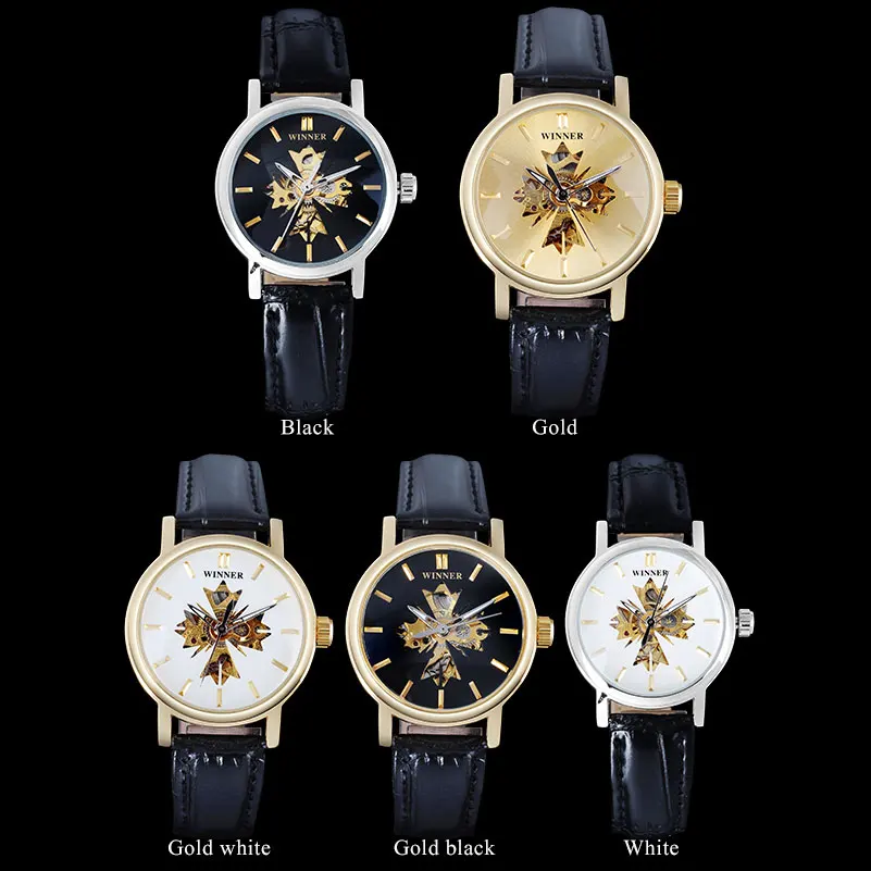 Часы скелетоны женские прозрачные серебристые с автоподзаводом|leather band watches