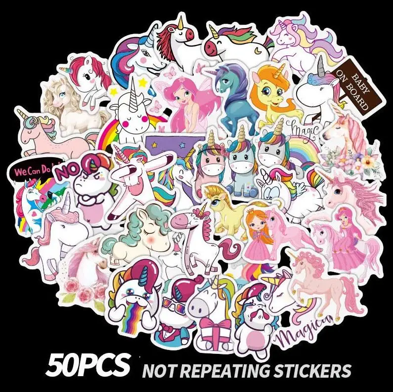 Unicorn 50 шт. опасных запрета Предупреждение знак ПВХ водоотталкивающая наклейка для Sateboard ноутбук Чемодан велосипеда, автомобиля Наклейка в виде игрушки Стикеры s - Цвет: Unicorn