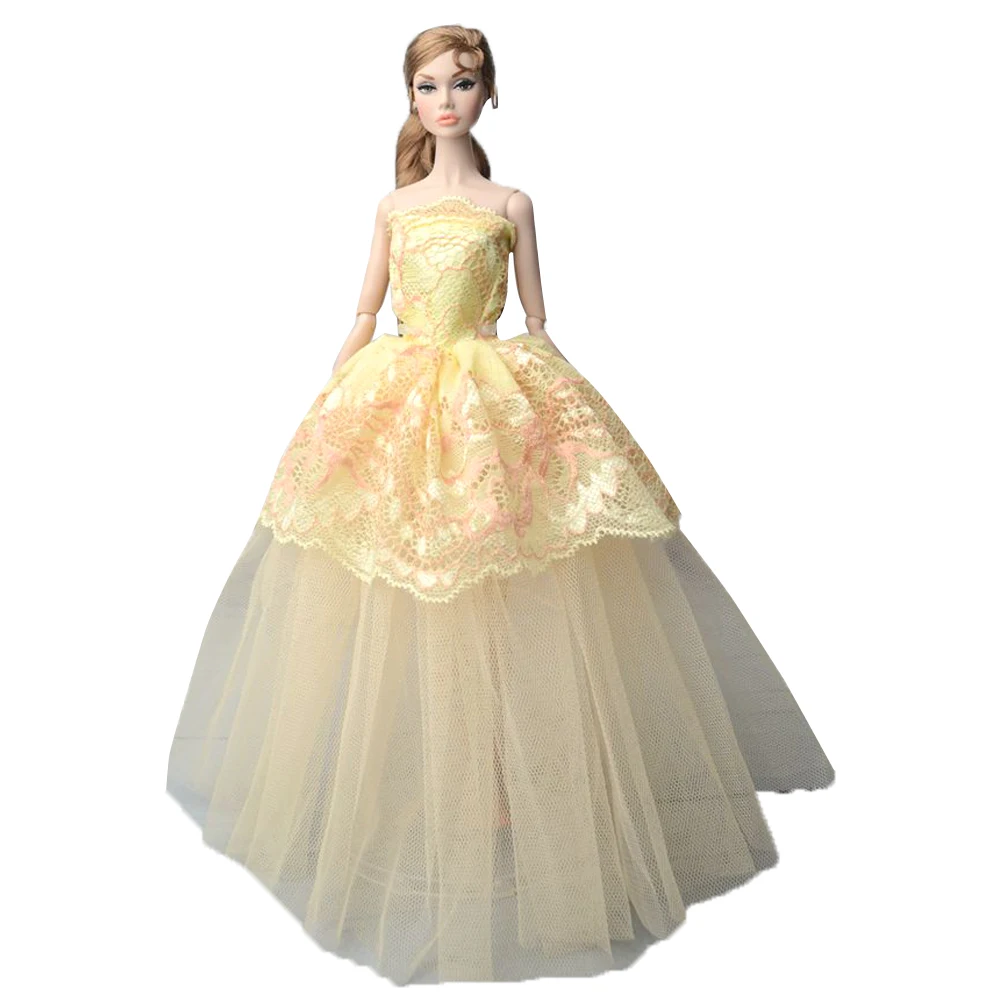 NK One Pcs Doll Princess Wedding Dress Noble Party Gown For Barbie Doll Accessories Handmake Outfit Best Gift For Girl' Doll JJ