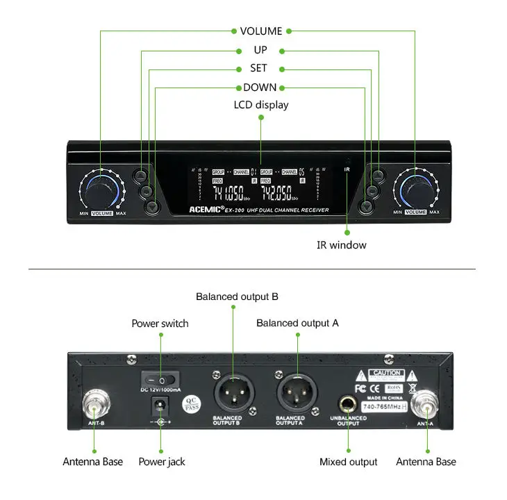 ACEMIC EX-200/ST-1 Pro Двойные каналы беспроводной саксофонный микрофон Настоящее