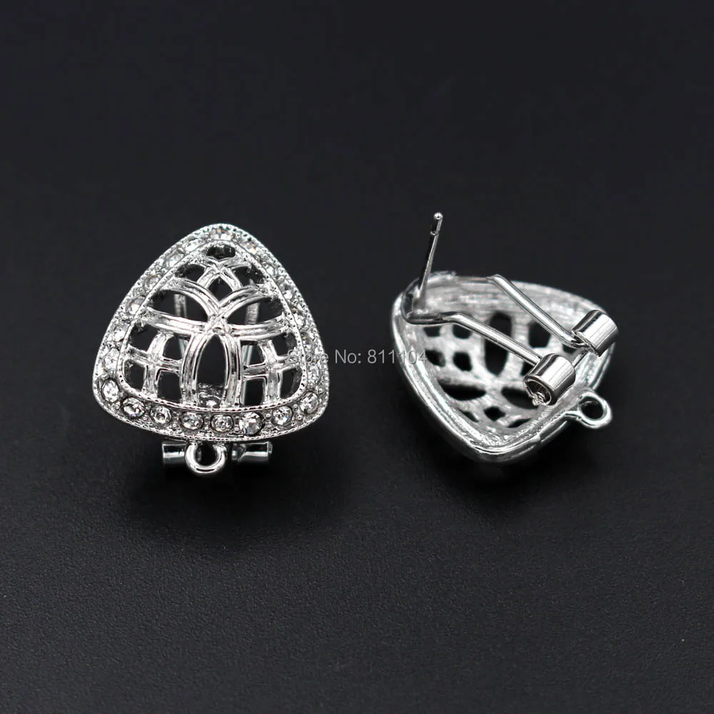 Серьги-гвоздики клипсы Post филигранная треугольная основа с петлей вешалка