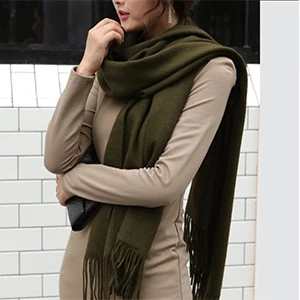 Army Green Модные черные/серые шерстяные зимние шарфы мужские шарфы теплый длинный шарф унисекс осенние женские шарфы и обертывания женский большой платок - Цвет: Army Green