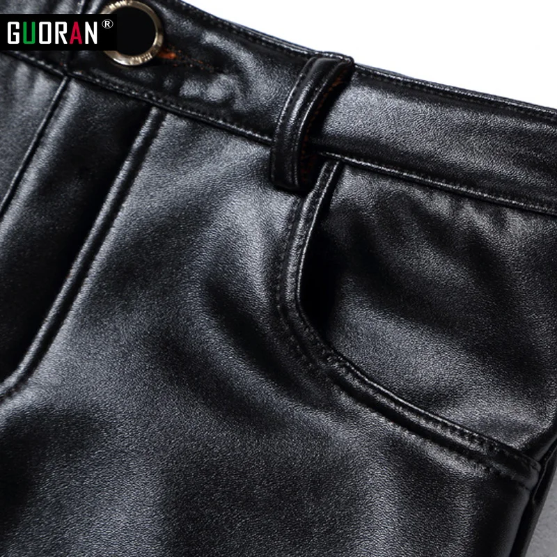 Зимние теплые плотные брюки из искусственной кожи большие размеры женские