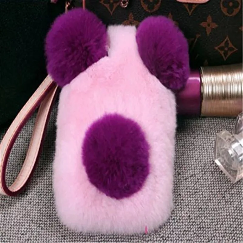1Pcs Tablet Case For ipad mini 4 Rabbit Fur Fluffy Warm Panda Bear Crystal Soft Furry Cover Coque | Компьютеры и офис