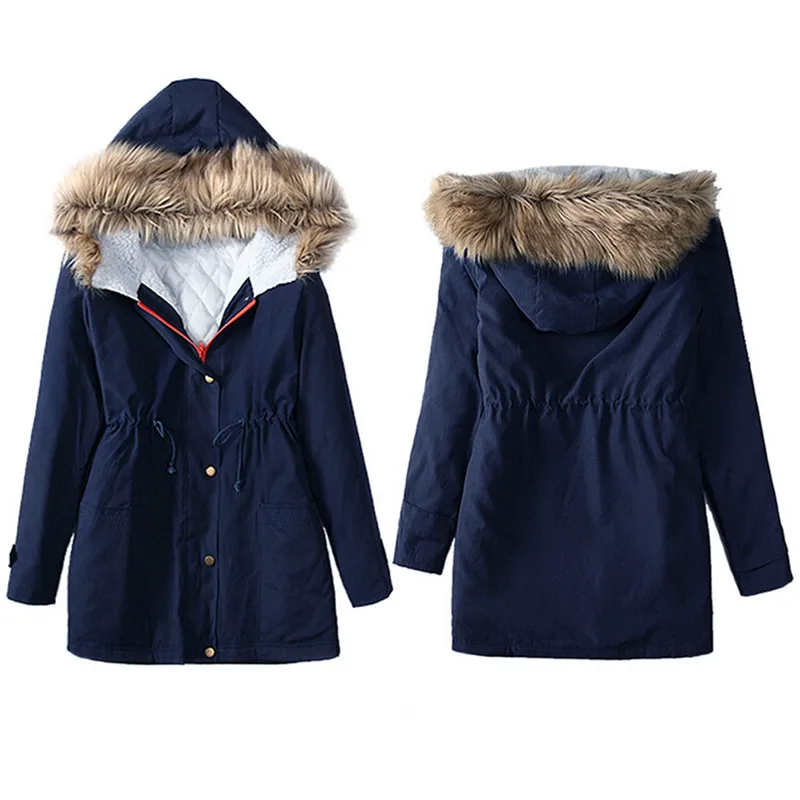 #3055 женские длинные волосы в хлопковая куртка с капюшоном зимняя парка пальто