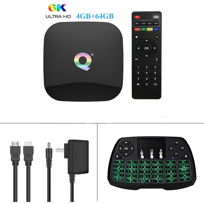 4G64G A3 Backlit EN Q PLUS Allwinner H6 6K Smart tv Box Android 9,0 4 Гб 64 ГБ 32 ГБ четырехъядерный USB3.0 Playstore Youtube Q Plus Wifi телеприставка PK T95Q - Цвет: 4G64G A3 Backlit EN