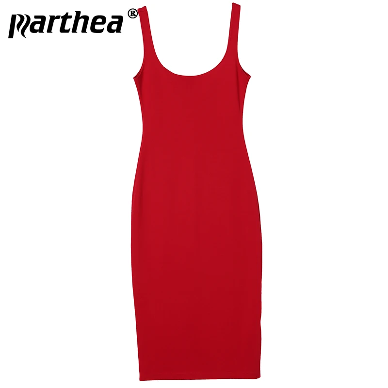 Parthea Винтаж по колено Bodycon Твердые Цвет стрейч хлопок осень одноцветное платье